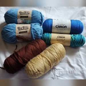 Big Twist Caron Multi Brand Yarn Lot of 6